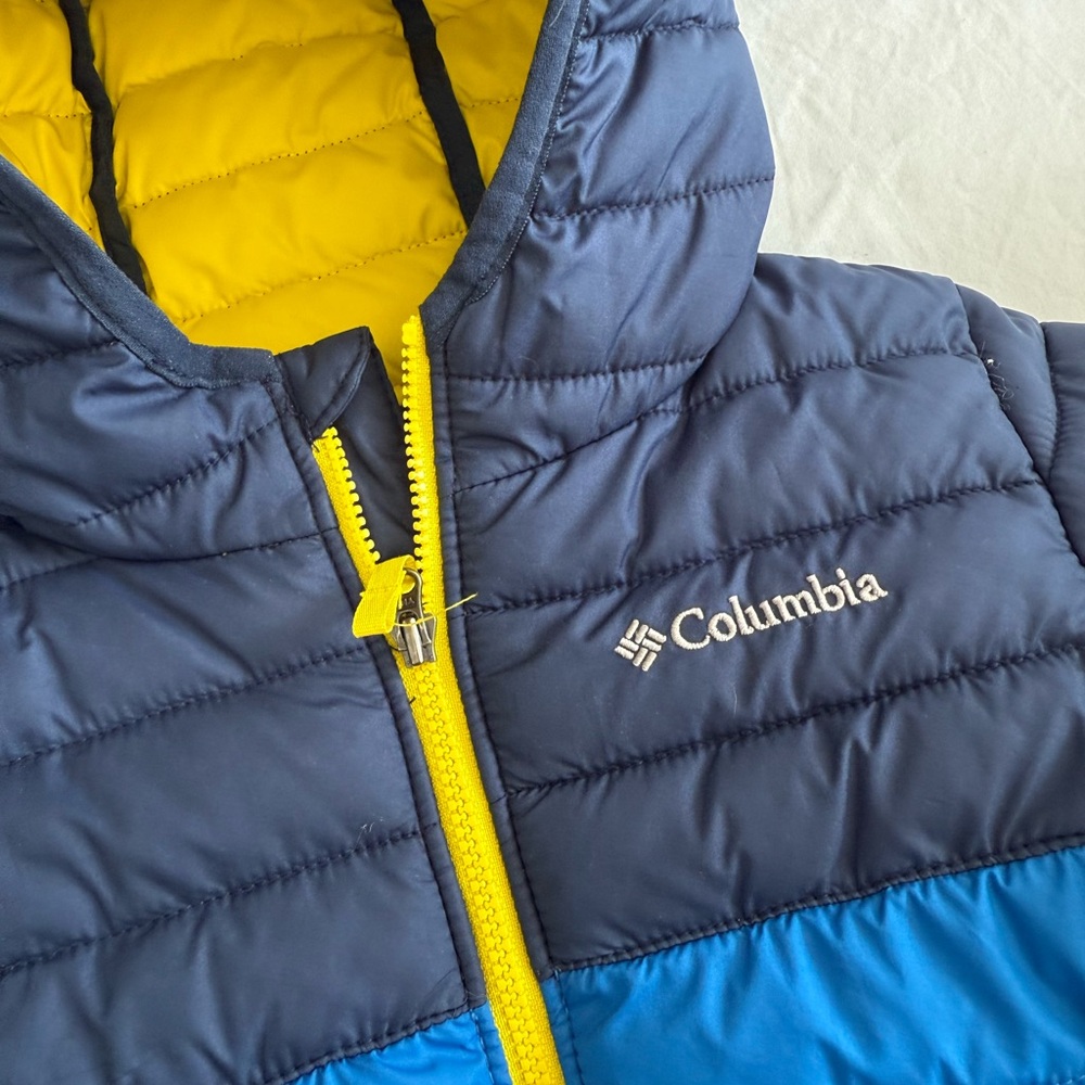 Columbia Kids Puffer Insulated Winter Jacket - Blue and Yellow